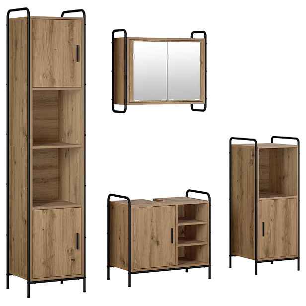 vidaXL Sada koupelnových skříněk 4 ks Dub artisan 40 x 36 x 181 cm