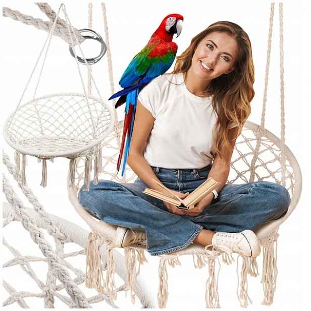 Zahradní houpačka čapí hnízdo závěsné křeslo boho 80cm