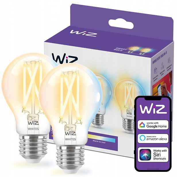 2x Led žárovka E27 7W 60W Filament Inteligentní Smart WiFi Aplikace WiZ