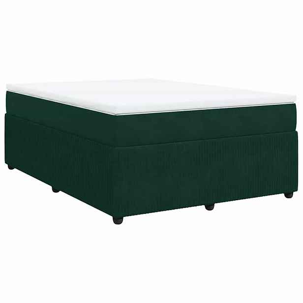 vidaXL Box spring postel s matrací tmavě zelená 140x190 cm samet