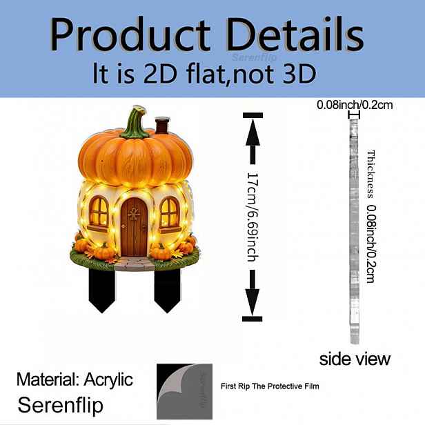 TEMU 2Dflat2D Flat - [2D Flat] 2D Flat - [2D Flat] 1ks 2D Flat Akrylový , Používá se pro dekoraci půdy, Tvar Dýňového Domu, s Malými Dýňami a .