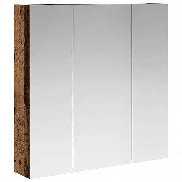 vidaXL Koupelnová zrcadlová skříň Staré dřevo 70 x 14,5 x 70 cm