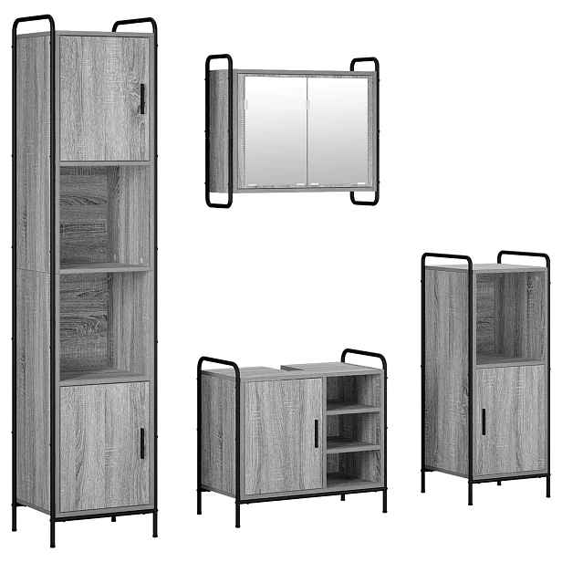 vidaXL Sada koupelnových skříněk 4 ks Šedý Sonoma 40 x 36 x 181 cm