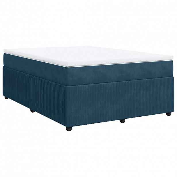 vidaXL Box spring postel s matrací tmavě modrá 140x190 cm samet
