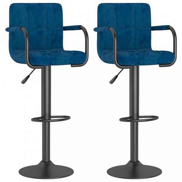 Barová židle 2 ks samet / kov Modrá