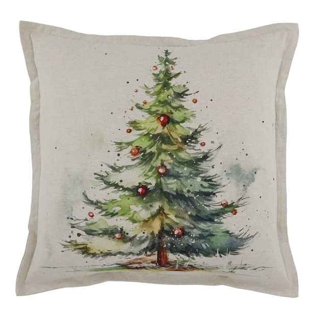 Béžový povlak na polštář s vánočním stromkem Aix - 50*50 cm Chic Antique