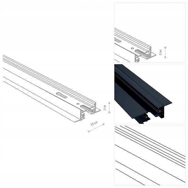 Kabel Profile Track černý 200 cm pro osvětlovací salon Nowodvorski