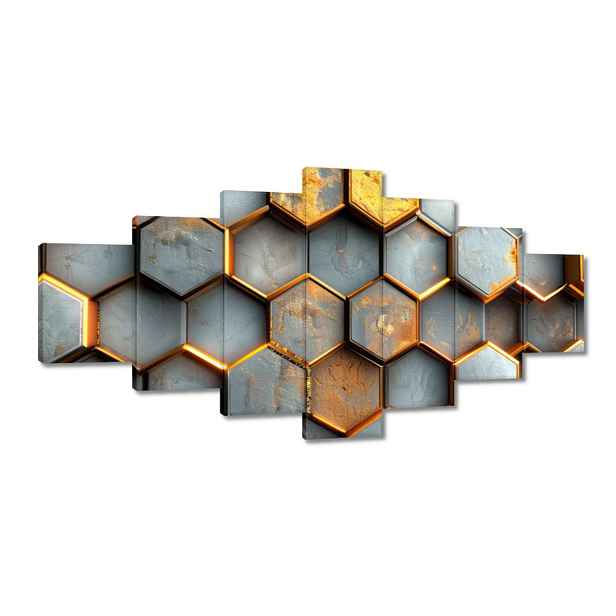 Obrazy 210x100 Zlaté hexagonální dlaždice