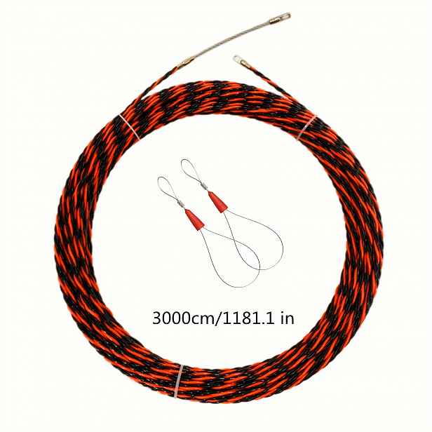 TEMU 5mm šňůra pro vytahování kabelů, elektrický kabelový tahák pro vytahování kabelů skrze stěnu, 3-vláknový navlékač, sady stavebních nástrojů