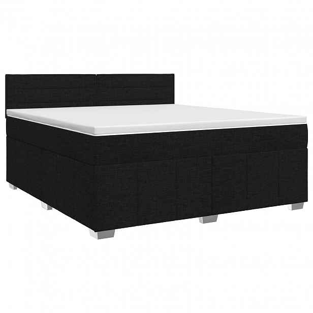 vidaXL Postel boxspring s matrací s čelo Černá 140 x 190 cm Textil