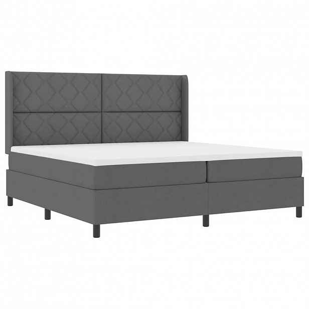 vidaXL LED box pružinová postel s čelo Tmavě šedá 200 x 200 cm textil