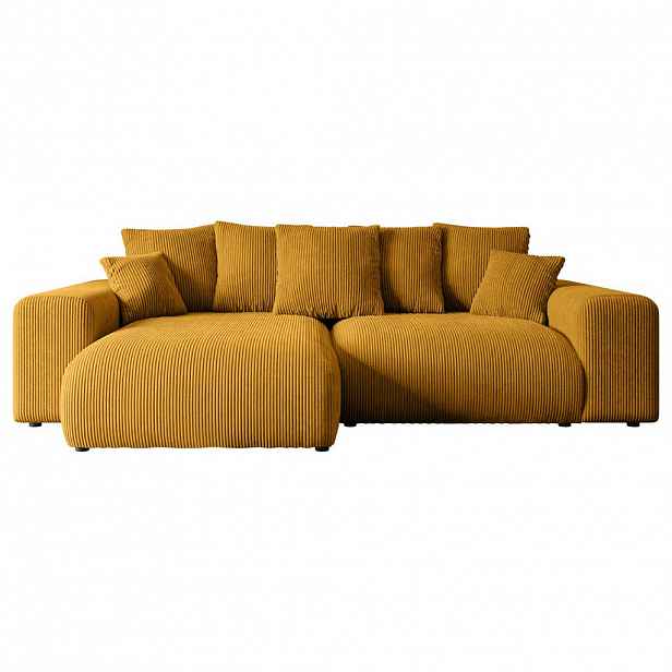 ALTDECOR ROHOVÁ SEDACÍ SOUPRAVA s otomanem vlevo ESKAR-L 266x176x72 curry žlutá manšestr