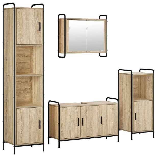 vidaXL Sada koupelnových skříněk 4 ks Dub sonoma 40 x 36 x 181 cm