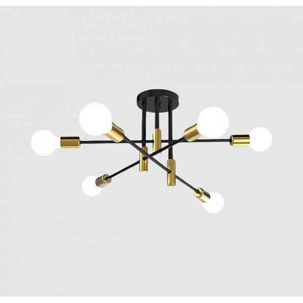 Závěsná Stropní Lampa Lustr Zlato-černá Moderní Elegantní 6 x E27