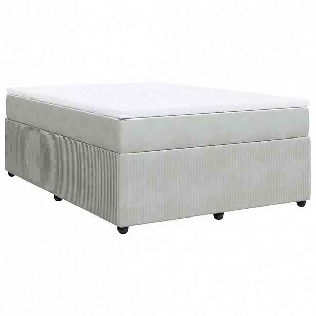 vidaXL Box spring postel s matrací světle šedá 140x200 cm samet