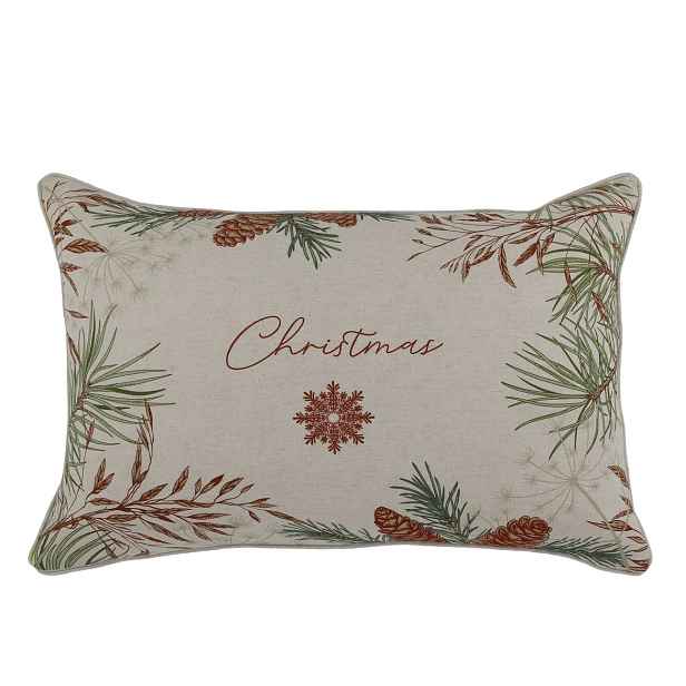 Béžový povlak na polštář s jedličkou Aix Christmas - 50*35 cm Chic Antique