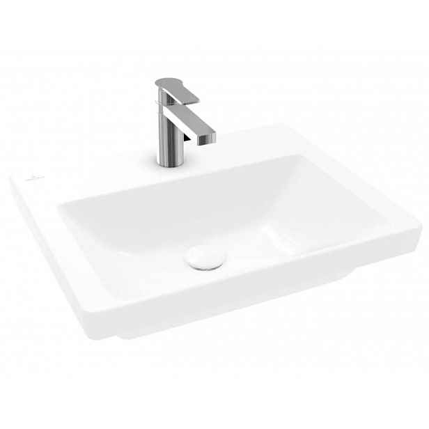 Villeroy & Boch Subway 3.0 - Umyvadlo nábytkové 55x44 cm, bez přepadu, otvor pro baterii, CeramicPlus, alpská bílá 4A70F5R1