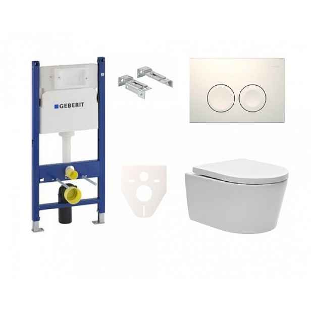 Závěsný set WC SAT Brevis, nádržka Geberit Duofix, tlačítko bílé SIKOGES7W1S