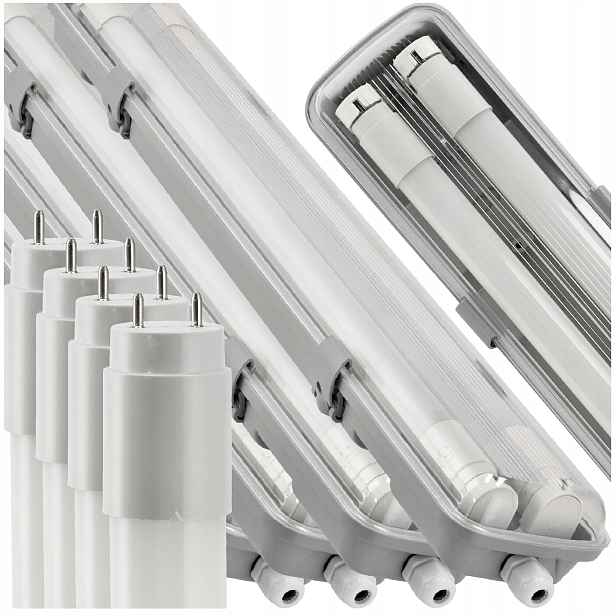 Hermetické Led svítidlo 60 cm Lampa Led žárovky Tuby 4x Garážová sada