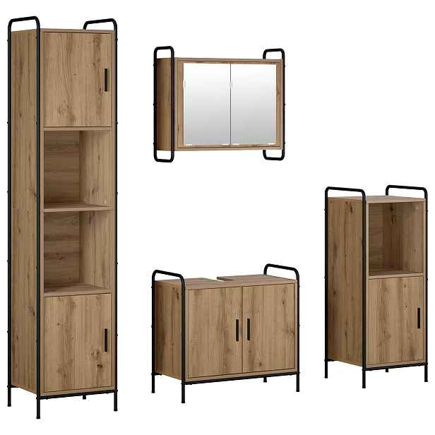 vidaXL Sada koupelnových skříněk 4 ks Dub artisan 40 x 36 x 181 cm
