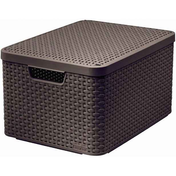 Úložný box STYLE hnědý s víkem vel. L