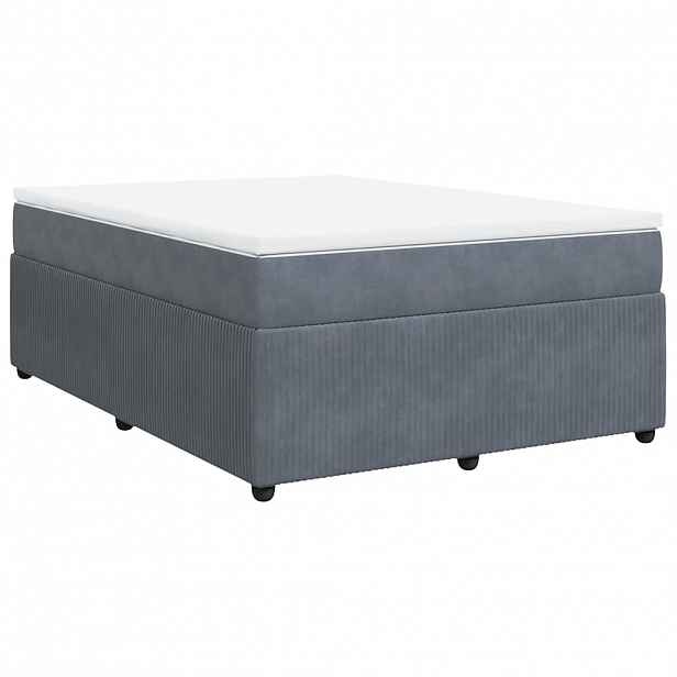 vidaXL Box spring postel s matrací tmavě šedá 140x200 cm samet