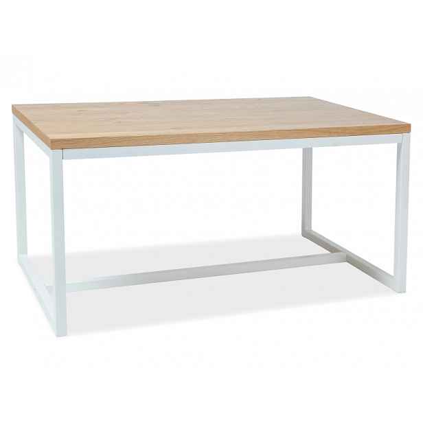 Bílý jídelní stůl s deskou v dekoru dub LORAS A 120x80