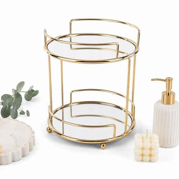 Podnos Dekorativní Glamour Zlatá 2 úrovně 25 cm etažérka podnos