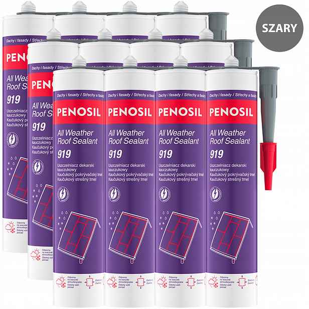 12 x Těsnící lepidlo Dekarski silikon PENOSIL919 Šedé Lepidlo na netěsnosti
