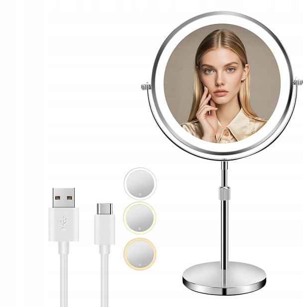 Nástěnné Led kosmetické zrcadlo na make-up, zvětšovací, otočné o 360°