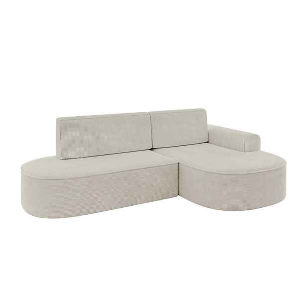 ALTDECOR ROHOVÁ SEDAČKA s funkcí spaní a otomanem, pravá MARI-L1-S 283x167x85 Krémová Manšestr