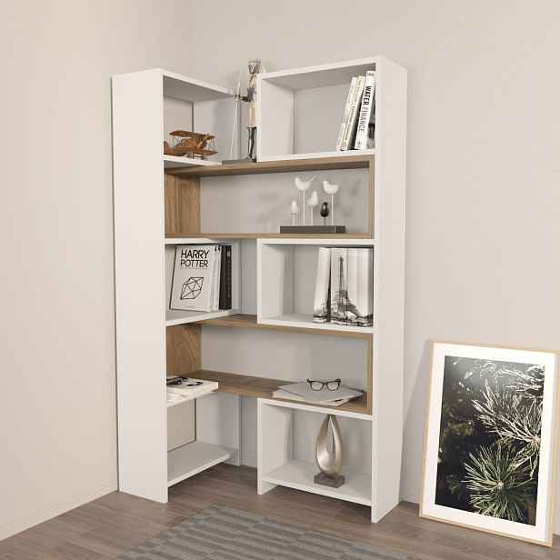 Knihovna Poyraz - White, Walnut