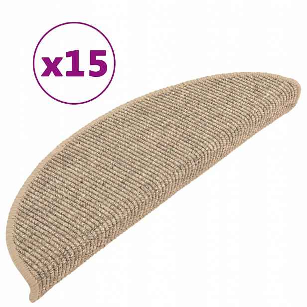 nášlapy na schody Samolepící 15 ks 56x17x3 cm Tmavě béžové půlkruhové