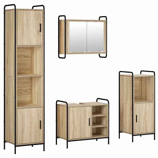 vidaXL Sada koupelnových skříněk 4 ks Dub sonoma 40 x 36 x 181 cm