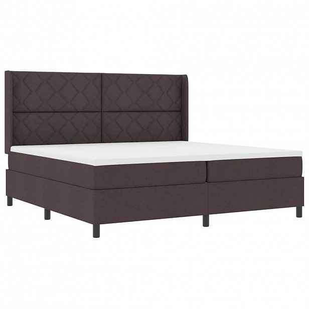 vidaXL LED box pružinová postel s čelo Tmavě hnědá 200 x 200 cm textil