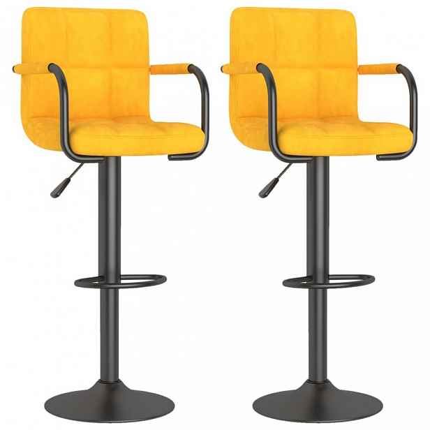 Barová židle 2 ks samet / kov Žlutá