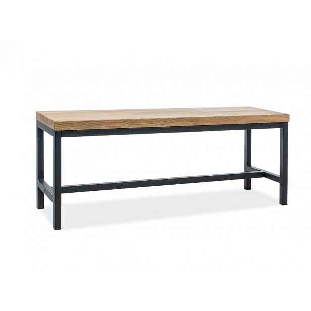 Lavice z litého dubu s černou konstrukcí LORAS 120X35X45