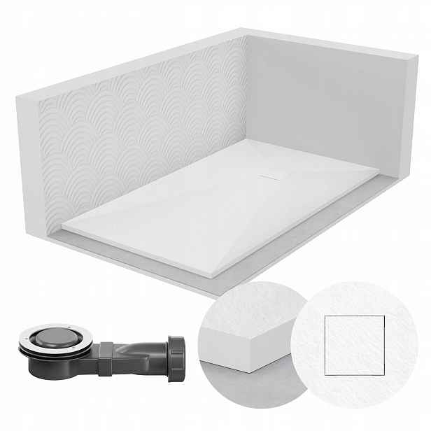 Sprchová Vanička Obdélníková 110x80 Kamenný Vzor 2,6 CM Bílá Sifon