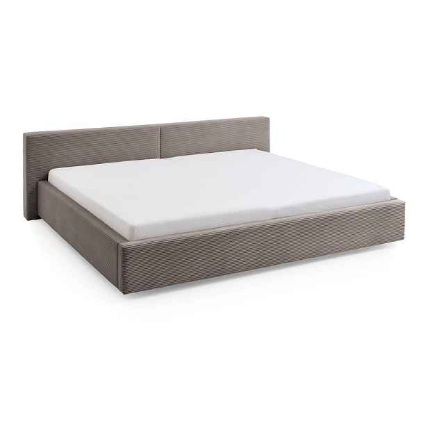 Taupe čalouněná dvoulůžková postel s úložným prostorem s roštem 200x240 cm Cube – Meise Möbel