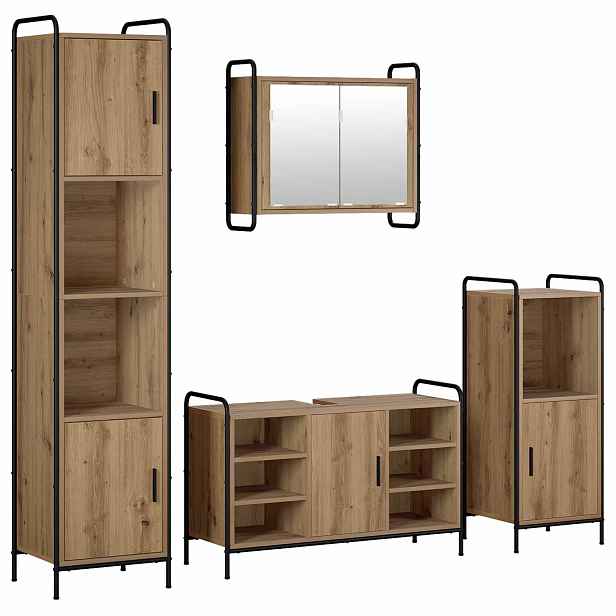 vidaXL Sada koupelnových skříněk 4 ks Dub artisan 40 x 36 x 181 cm