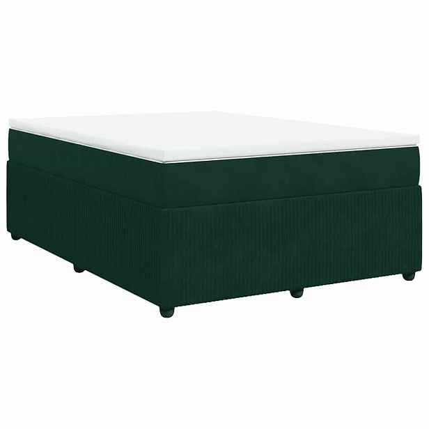 vidaXL Box spring postel s matrací tmavě zelená 140x200 cm samet