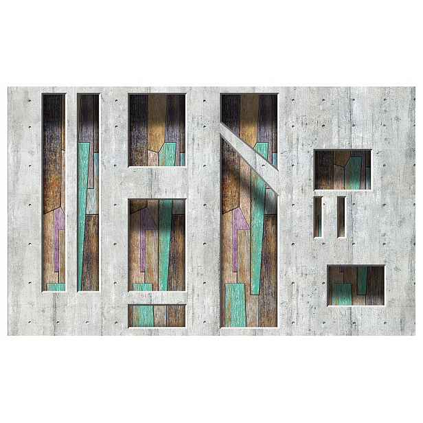Fototapeta Beton a dřevo textura šedá deska okno Loft 200x140 lepidlo