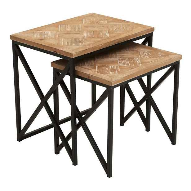 Odkládací stolky v sadě 2 ks z jedlového dřeva 38x51 cm Kickford – Premier Housewares