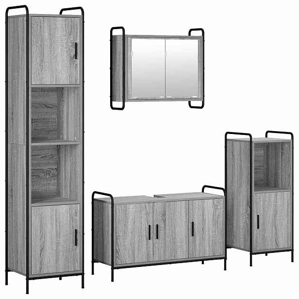 vidaXL Sada koupelnových skříněk 4 ks Šedý Sonoma 40 x 36 x 181 cm