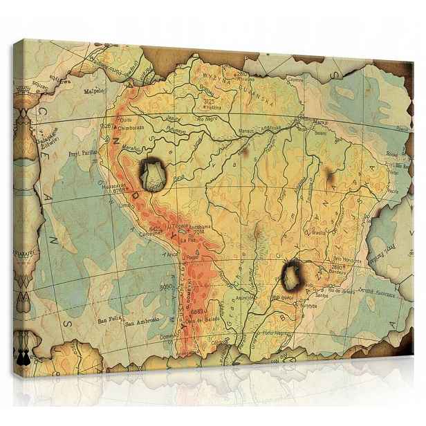 Obraz Na Plátně Canvas 70x50 Mapa Amerika Geografie Věda Škola