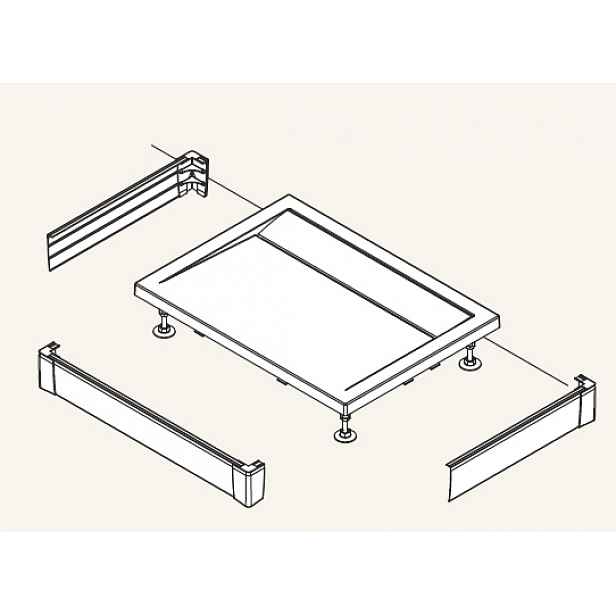 SanSwiss PWIU 90 160 90 50 Přední panel U hliník pro obdélníkovou vaničku 90×160cm - aluchrom
