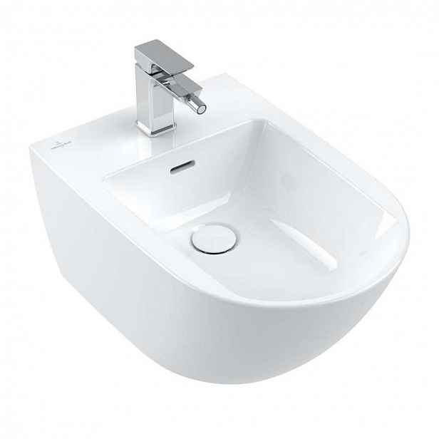 Villeroy & Boch Subway 3.0 - Závěsný bidet 560x375 mm, s přepadem, otvor pro baterii, CeramicPlus, alpská bílá 447000R1