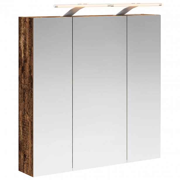 vidaXL Koupelnová zrcadlová skříň Staré dřevo 70 x 14,5 x 70 cm