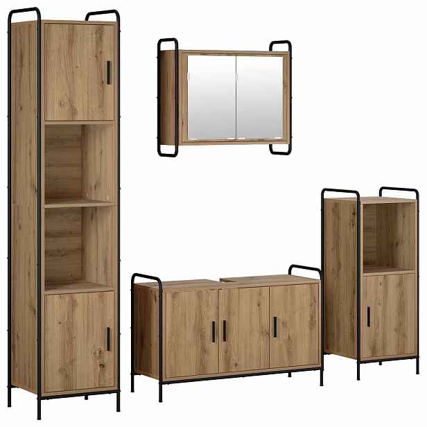 vidaXL Sada koupelnových skříněk 4 ks Dub artisan 40 x 36 x 181 cm