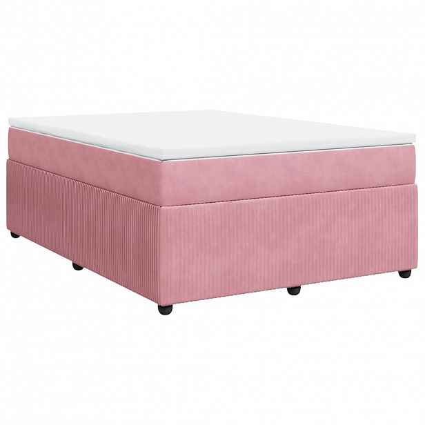 vidaXL Box spring postel s matrací růžová 140x200 cm samet